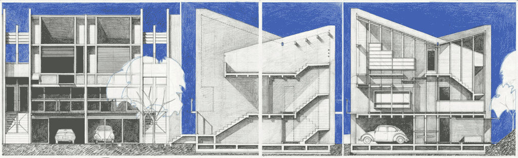 pencil drawing on Gai-soku-tai proposal, 2003