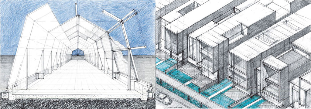 Jssc Proposals #2,3, pencil and coloured pencils, 2006