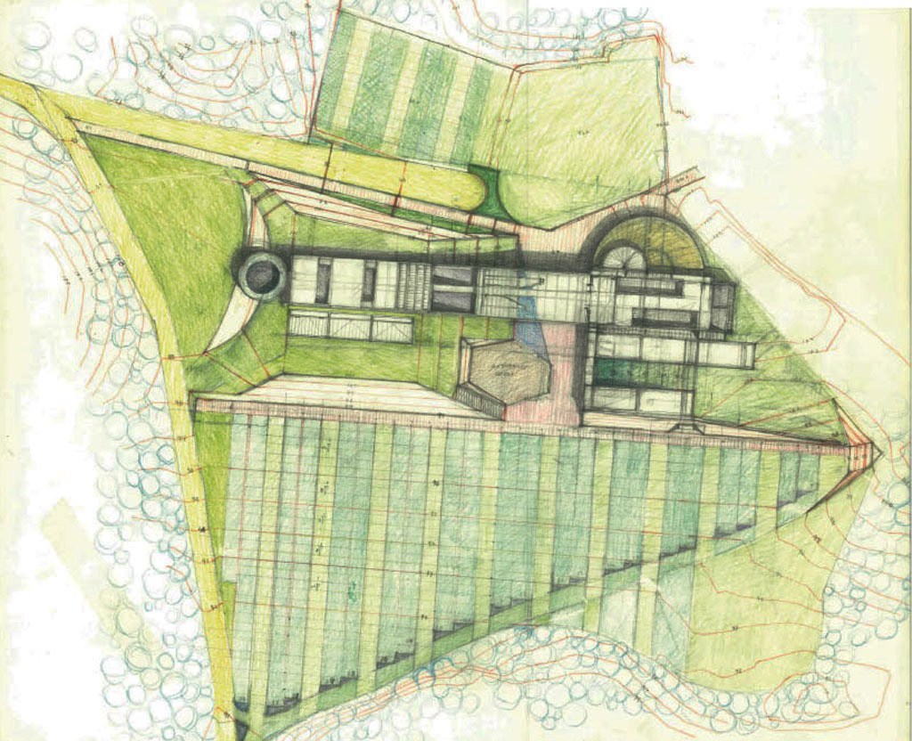 mons clint site plan, coloured pencils